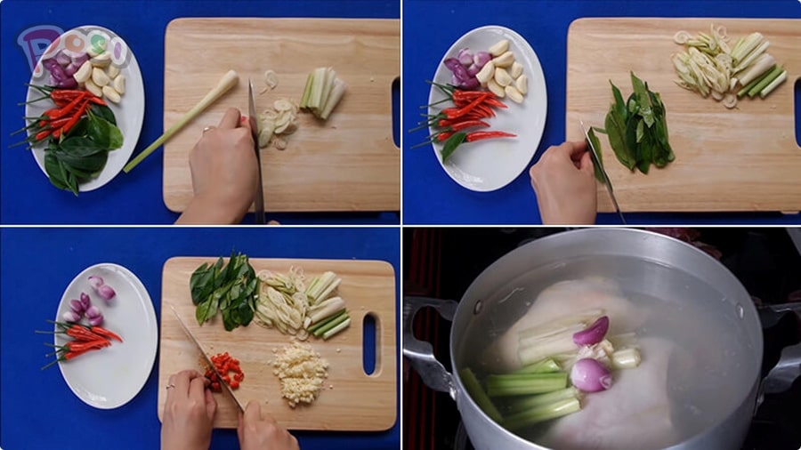 chuẩn bị nguyên liệu cho khô gà